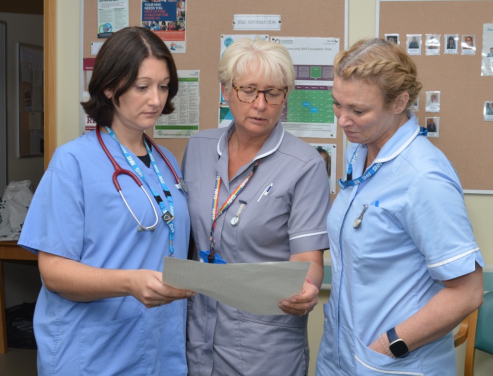 Service team members assess patient information together